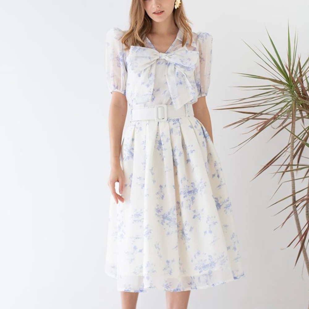 SOFT ORGANZA PLEATED MIDI SKIRT & TOP IN FLORAL PRINT CHICWISH